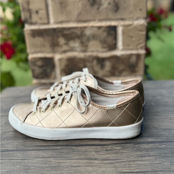 KEDS KICKSTART SNEAKERS - QUILTED METALLIC Gold Size 6.5 - Picture 5 of 9